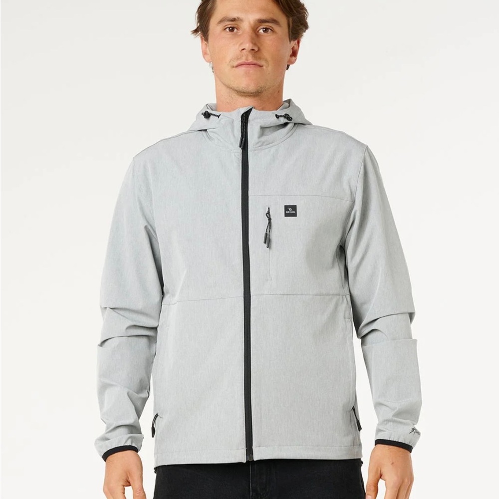 RIP CURL Anti Series Viral Zip Thru Jacket Grey Mens Medium Hooded Stretch